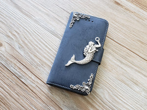 Mermaid phone leather wallet removable case cover for Apple / Samsung MN0892-icasecollections