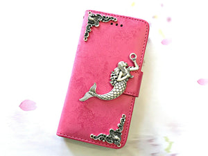 Mermaid phone leather wallet stand removable case cover for Apple / Samsung MN0637-icasecollections