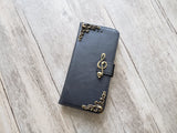 Music skull leather wallet handmade phone case cover for Apple / Samsung MN1128-icasecollections