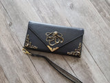 Octopus phone leather wallet case, handmade phone wallet cover for Apple / Samsung MN1134-icasecollections