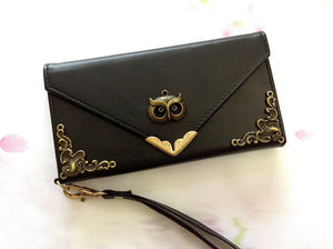 Owl handmade phone leather wallet case for Apple / Samsung MN0100-icasecollections