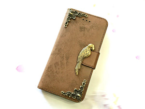 Parrot phone leather wallet stand removable case cover for Apple / Samsung MN0647-icasecollections
