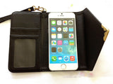 Rose phone leather wallet case, handmade phone wallet cover for Apple / Samsung MN0663-icasecollections