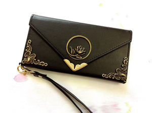 Rose phone leather wallet case, handmade phone wallet cover for Apple / Samsung MN0663-icasecollections