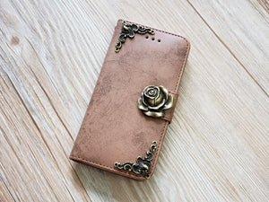 Rose phone leather wallet removable case cover for Apple / Samsung MN0825-icasecollections