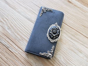 Rose phone leather wallet removable case cover for Apple / Samsung MN0886-icasecollections