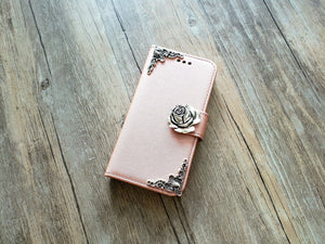 Rose phone leather wallet removable case cover for Apple / Samsung MN1170-icasecollections