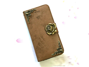 Rose phone leather wallet stand removable case cover for Apple / Samsung MN0649-icasecollections