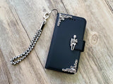 Skeleton skull phone leather wallet removable case cover for Apple / Samsung MN1036-icasecollections