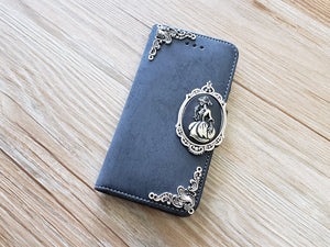 Skull lady phone leather wallet removable case cover for Apple / Samsung MN0885-icasecollections