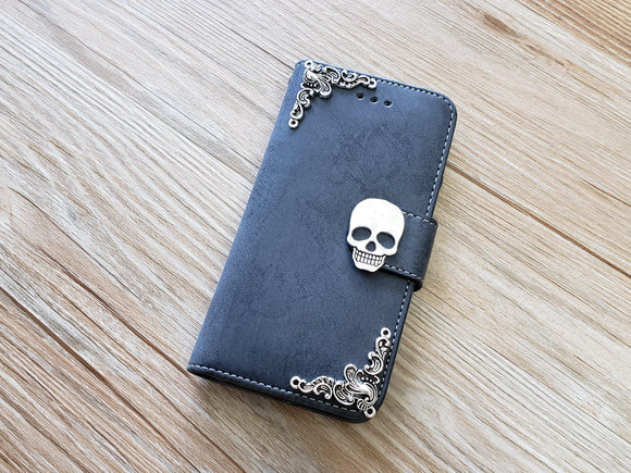 Skull phone leather wallet removable case cover for Apple / Samsung MN0894-icasecollections
