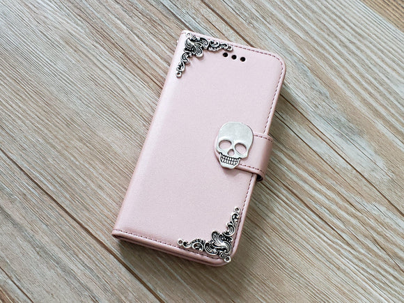 Skull phone leather wallet removable case cover for Apple / Samsung MN0908-icasecollections