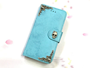 Skull phone leather wallet stand removable case cover for Apple / Samsung MN0626-icasecollections