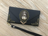 Skull victorian lady handmade phone wallet case for Apple / Samsung MN0103-icasecollections