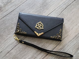 Trinity Celtic Knot phone leather wallet case, handmade phone wallet cover for Apple / Samsung MN0947-icasecollections
